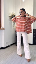 T-SHIRT A RIGHE APERTA SUL RETRO MATTONE