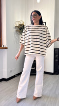 T-SHIRT A RIGHE APERTA SUL RETRO BIANCA