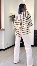 T-SHIRT A RIGHE APERTA SUL RETRO BIANCA