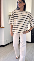 T-SHIRT A RIGHE APERTA SUL RETRO BIANCA