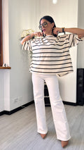 T-SHIRT A RIGHE APERTA SUL RETRO BIANCA