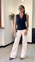 CANOTTA SCOLLO A V IN PIZZO BLU