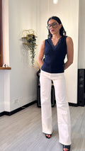 CANOTTA SCOLLO A V IN PIZZO BLU