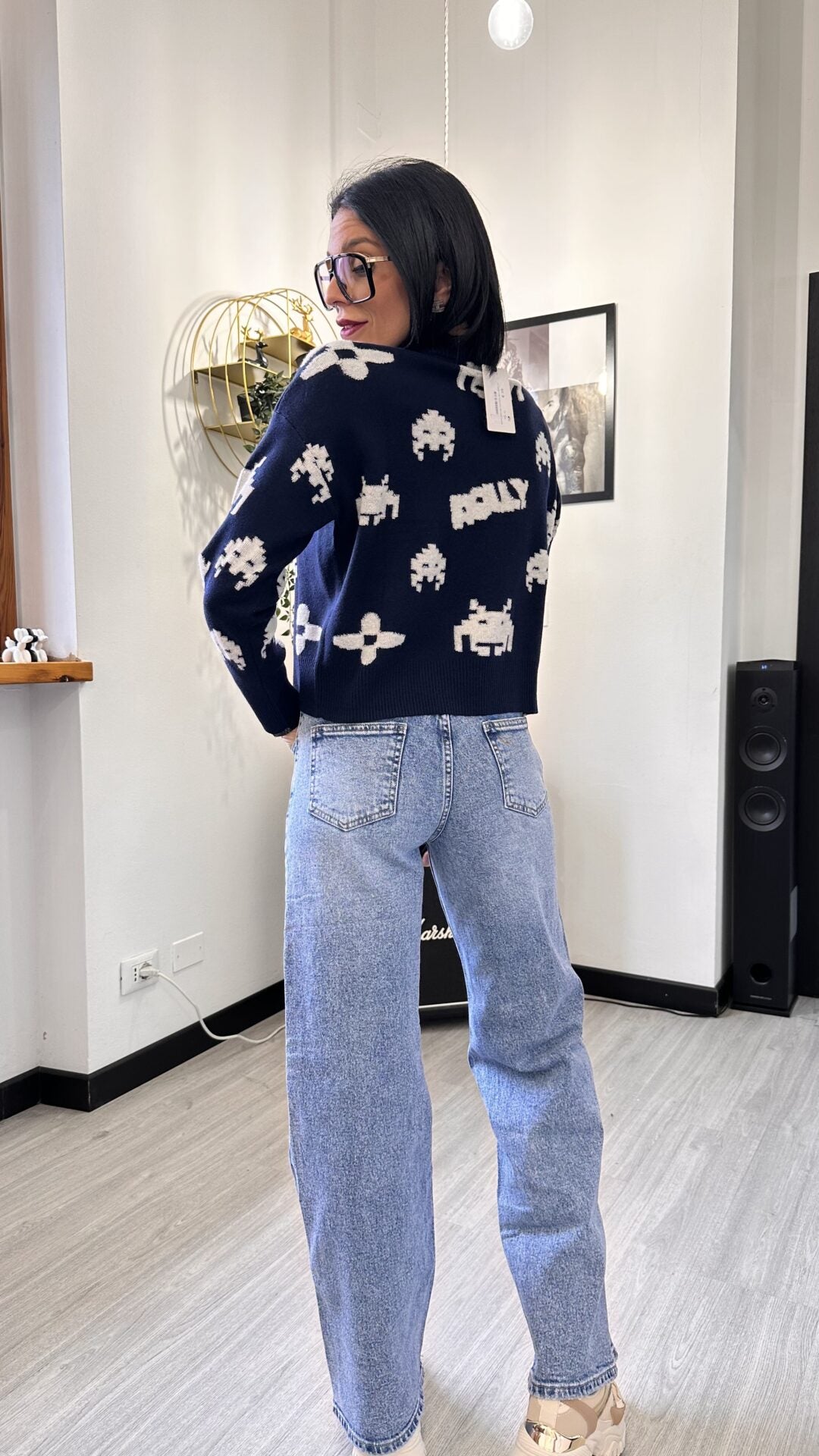 MAGLIONCINO PACMAN BLU-BIANCO