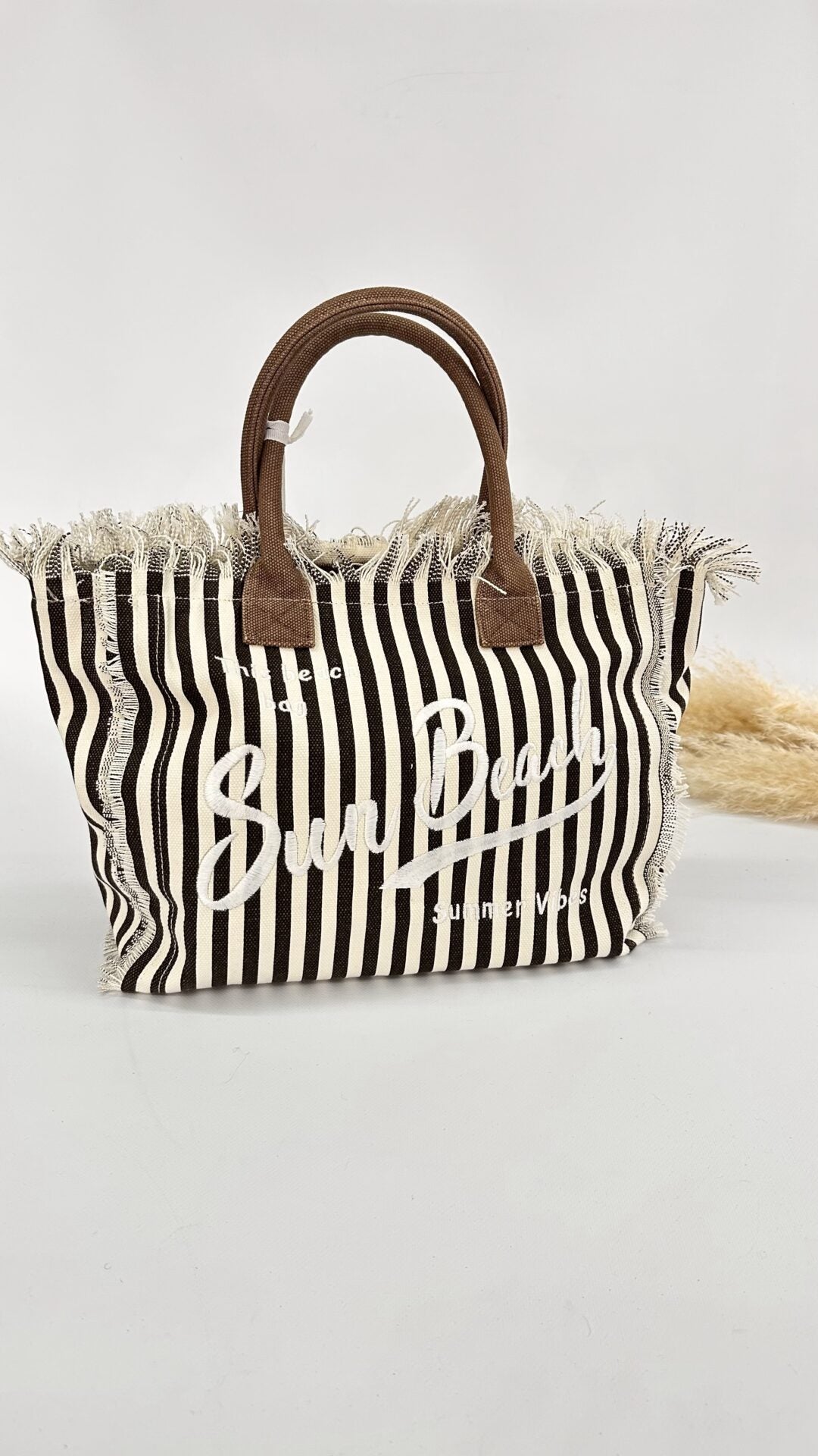 BORSA SUN BEACH A RIGHE MARRONE
