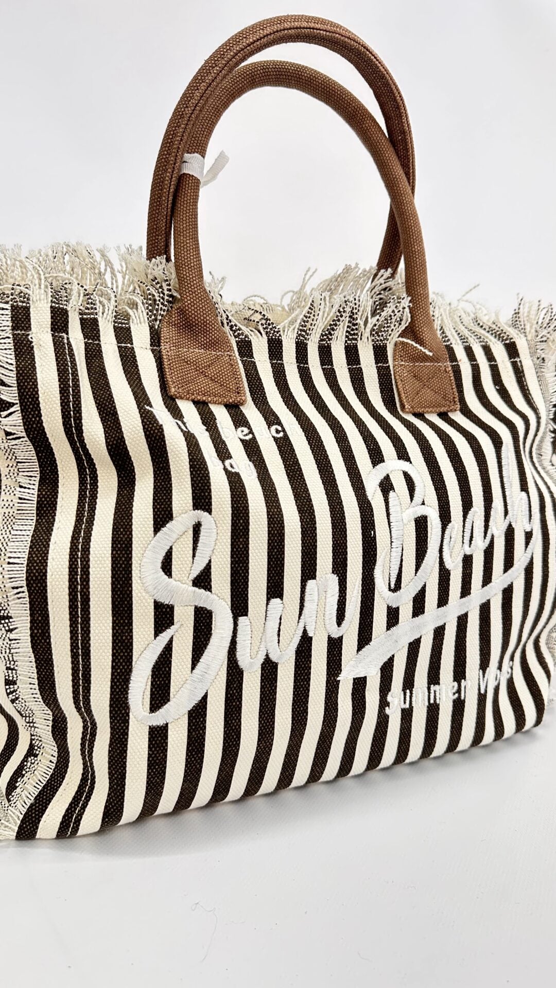 BORSA SUN BEACH A RIGHE MARRONE