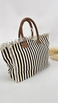 BORSA SUN BEACH A RIGHE MARRONE