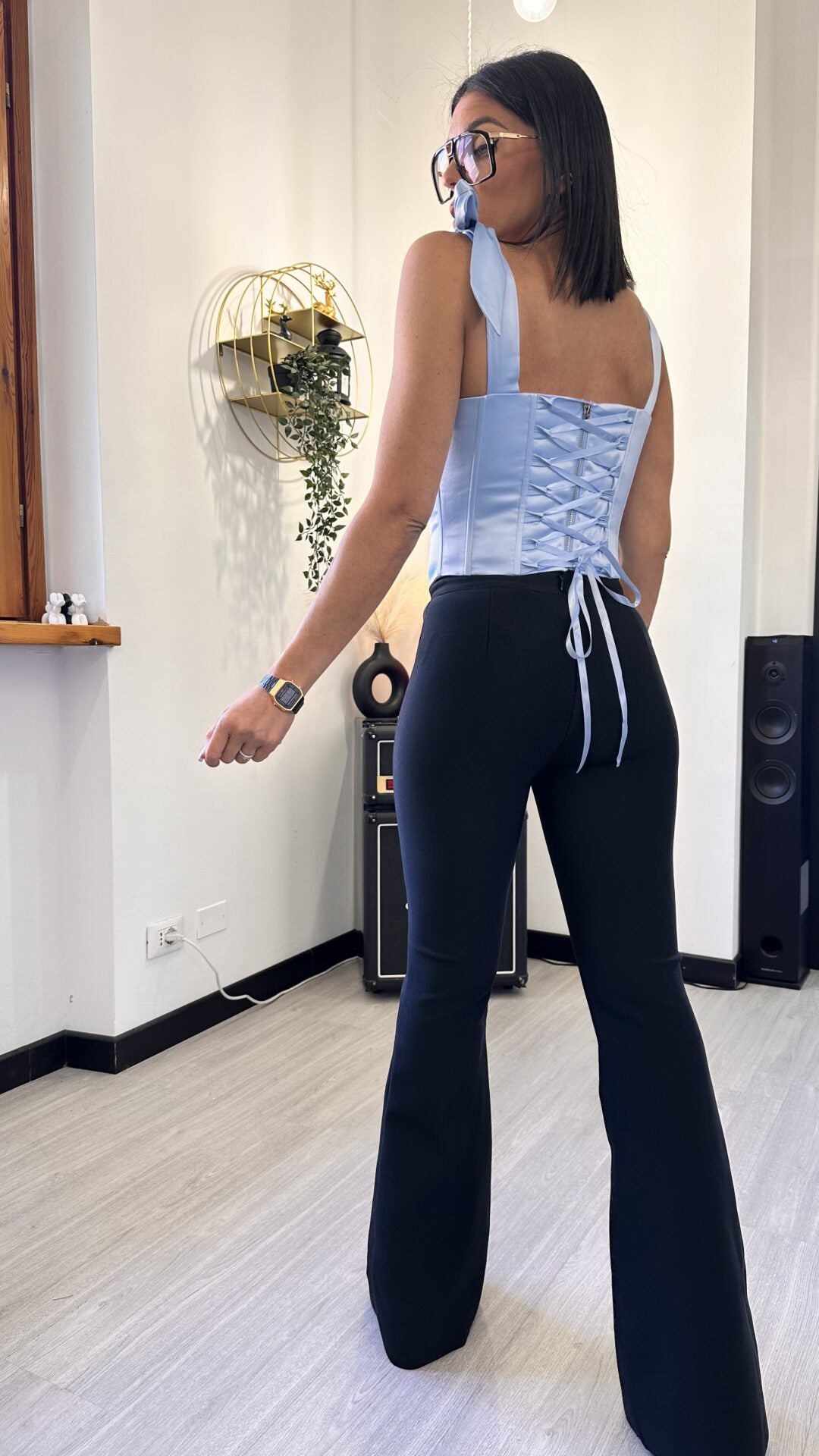 CORSETTO CON FIOCCO AZZURRO (S)