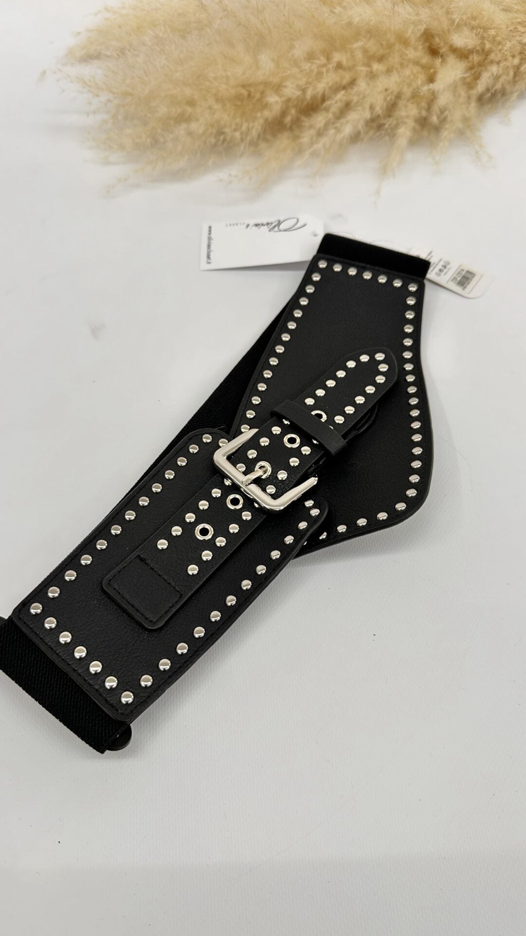 CINTURA INCROCIO CON BORCHIE ARGENTO