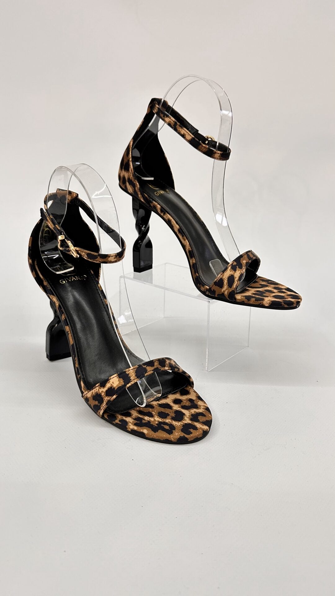 SANDALO LEOPARDATO TACCO INTRECCIATO