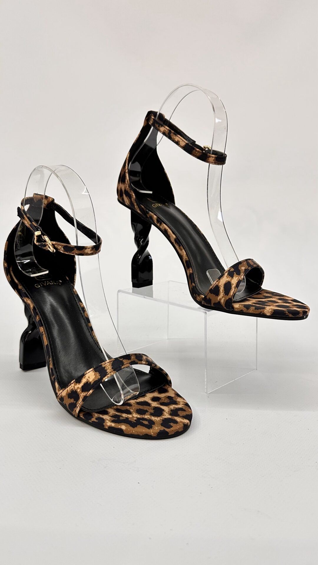 SANDALO LEOPARDATO TACCO INTRECCIATO