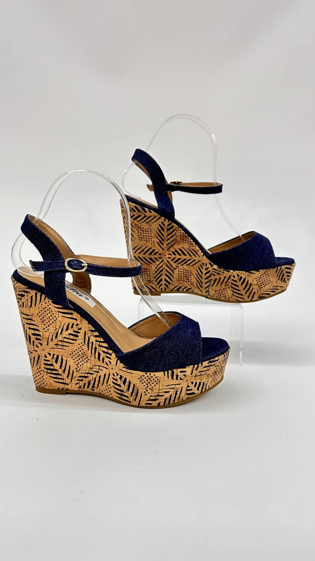 SANDALO CON ZEPPA JEANS SCURO (37/39)
