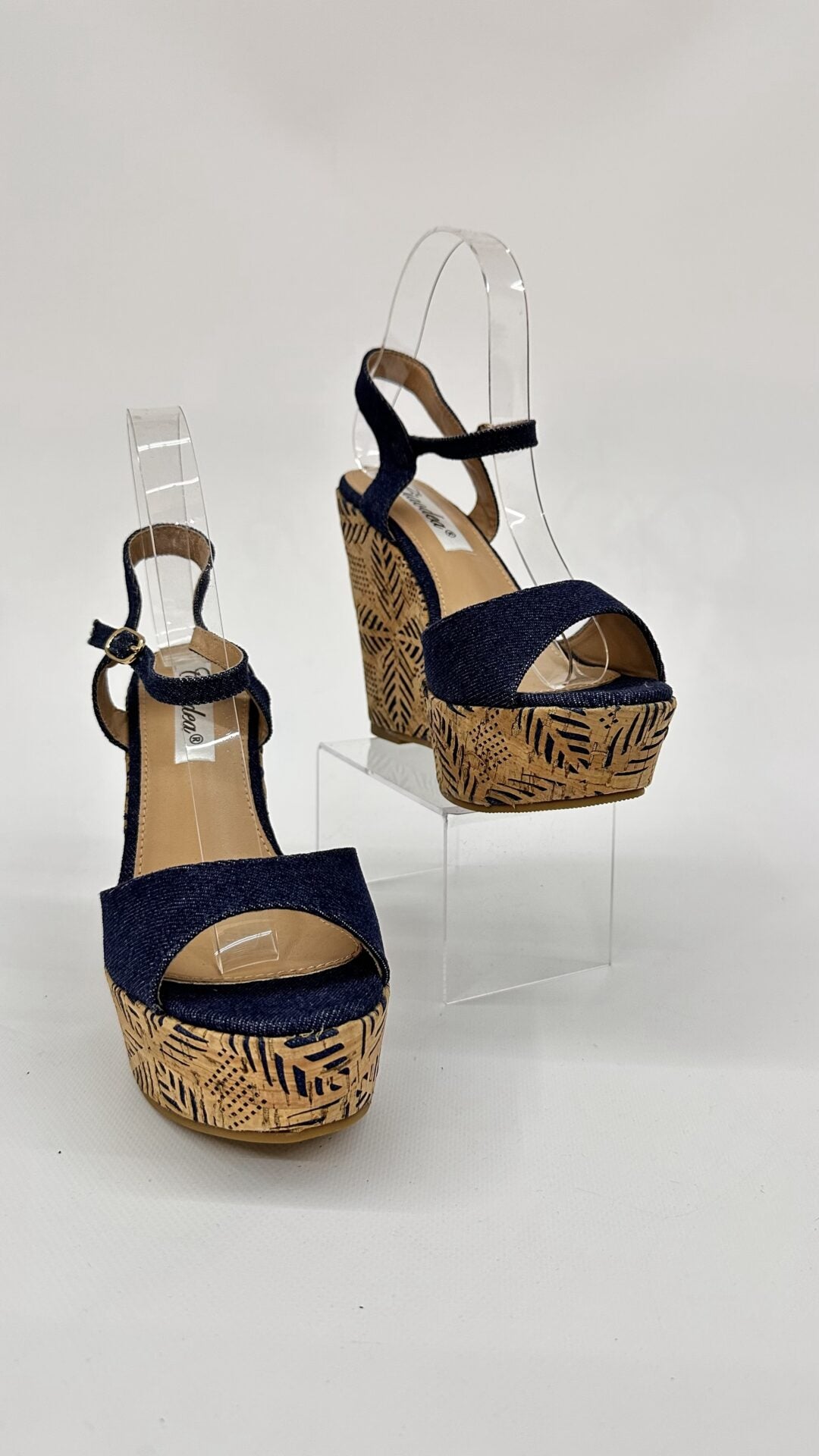 SANDALO CON ZEPPA JEANS SCURO (37/39)