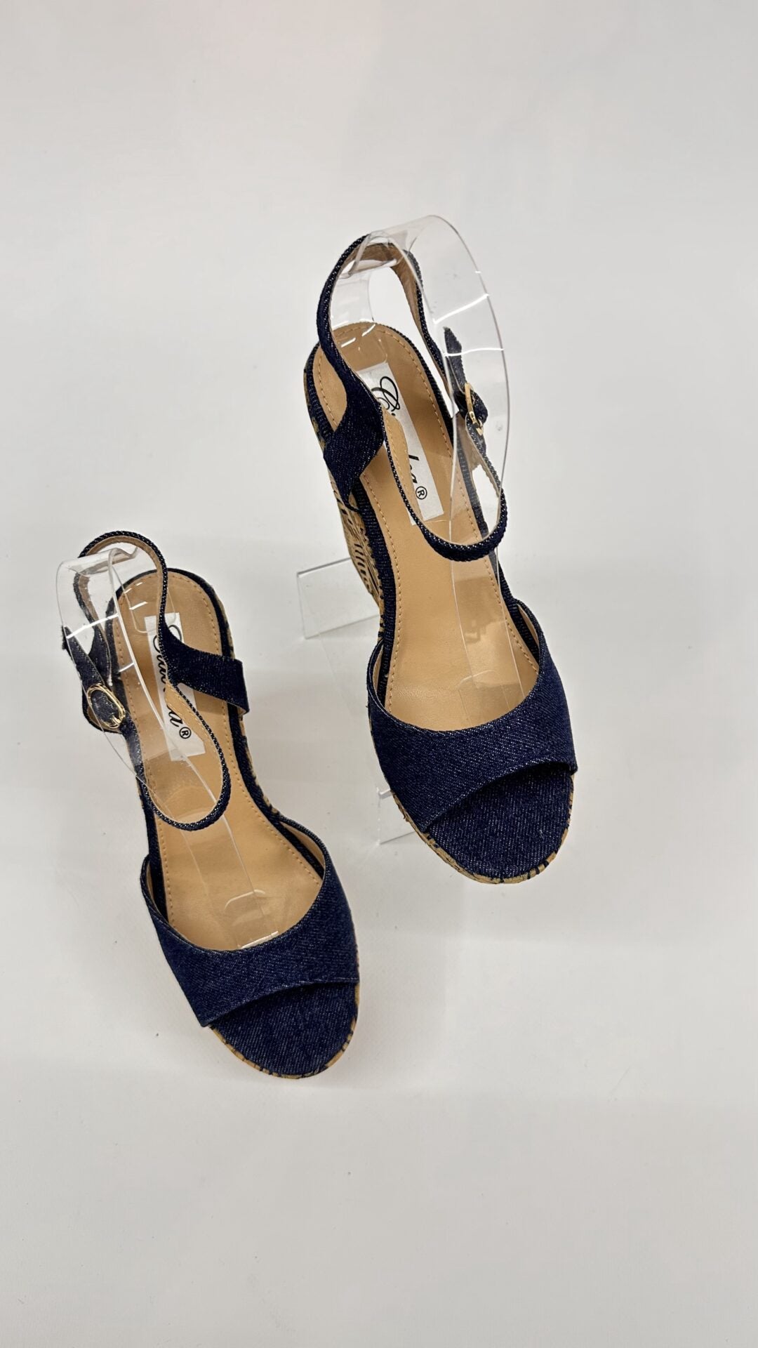 SANDALO CON ZEPPA JEANS SCURO (37/39)