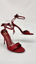 SANDALO CON FIOCCO SIMIL RASO BORDEAUX