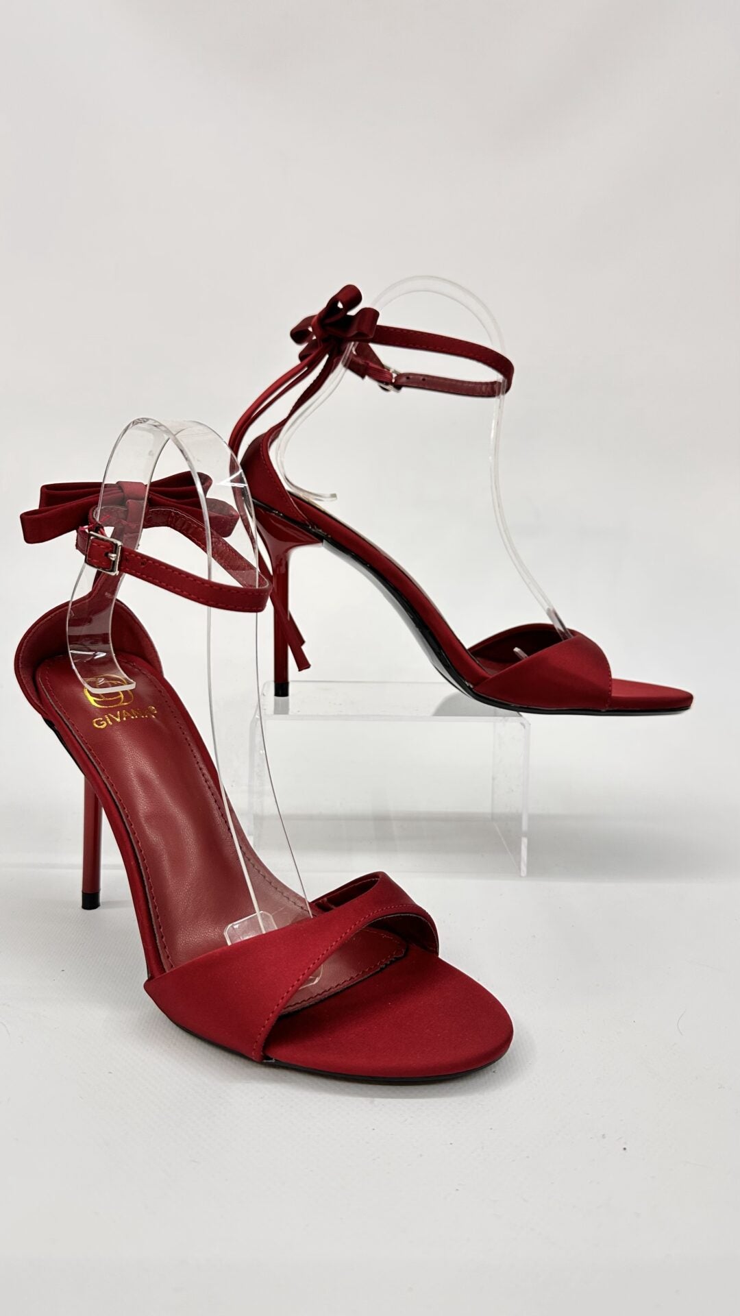 SANDALO CON FIOCCO SIMIL RASO BORDEAUX