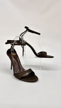 SANDALO CON FIOCCO SIMIL RASO MARRONE
