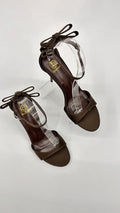 SANDALO CON FIOCCO SIMIL RASO MARRONE