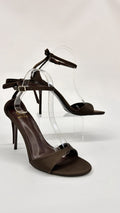 SANDALO CON FIOCCO SIMIL RASO MARRONE