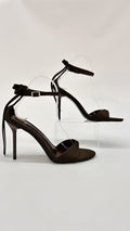 SANDALO CON FIOCCO SIMIL RASO MARRONE