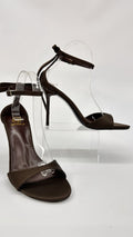 SANDALO CON FIOCCO SIMIL RASO MARRONE