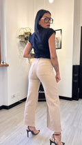 675C JEANS DRITTO CON BOTTONI BEIGE
