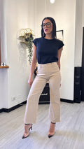 675C JEANS DRITTO CON BOTTONI BEIGE
