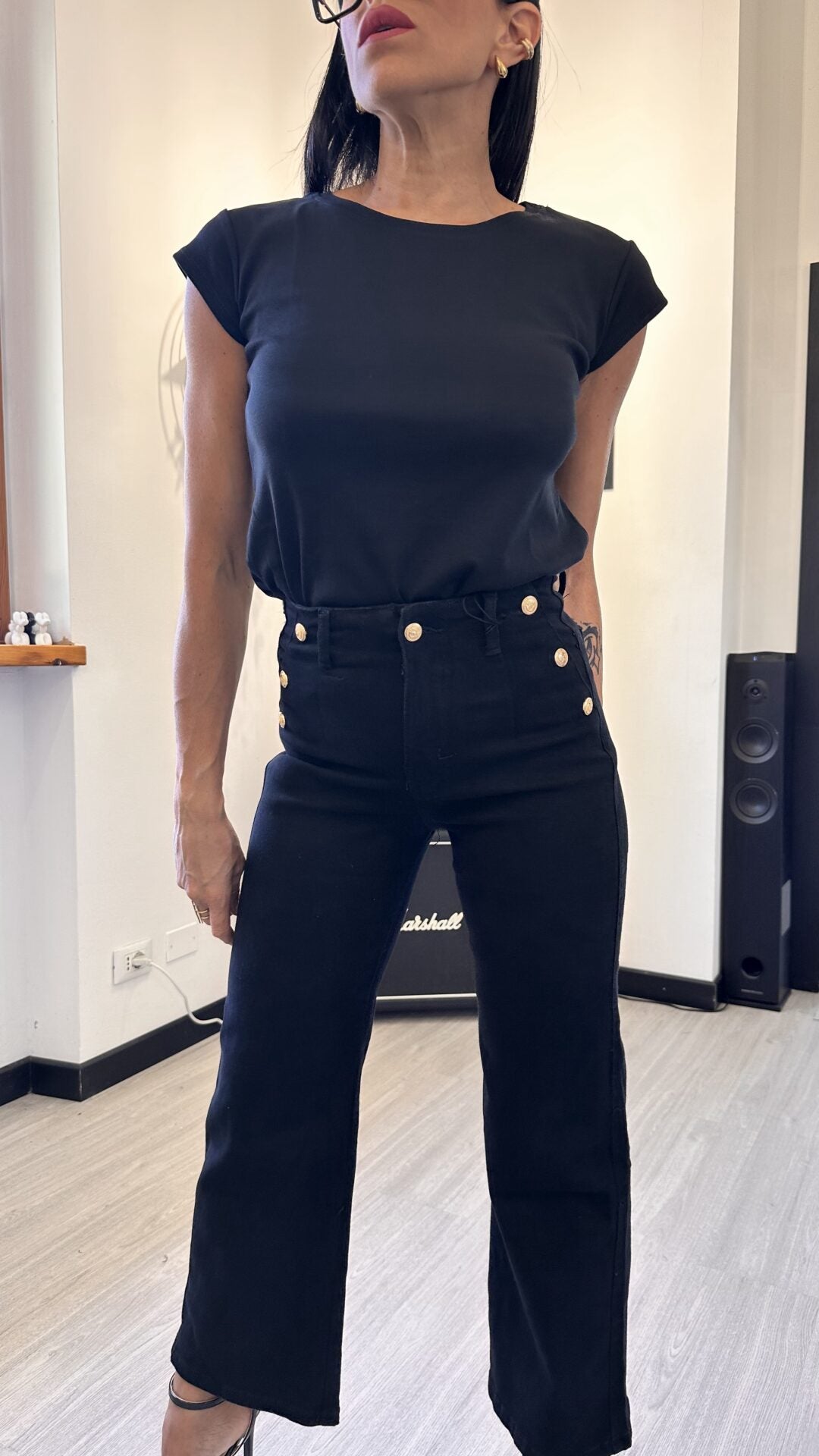 6751 JEANS DRITTO CON BOTTONI NERO