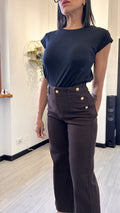 675M JEANS DRITTO CON BOTTONI MARRONE