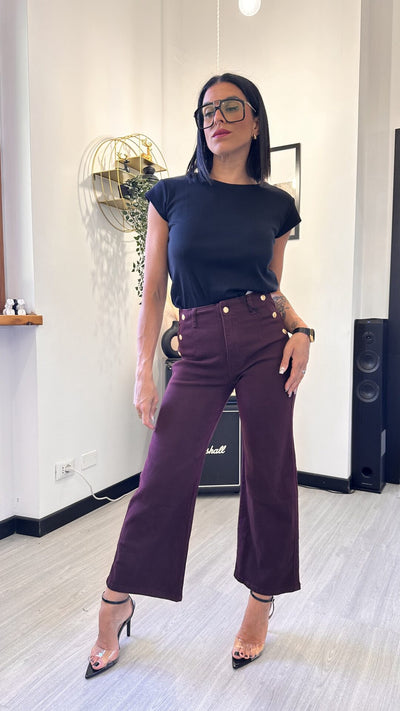 6756 JEANS DRITTO CON BOTTONI BORDEAUX