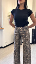 7555 JEANS A PALAZZO LEOPARDATO