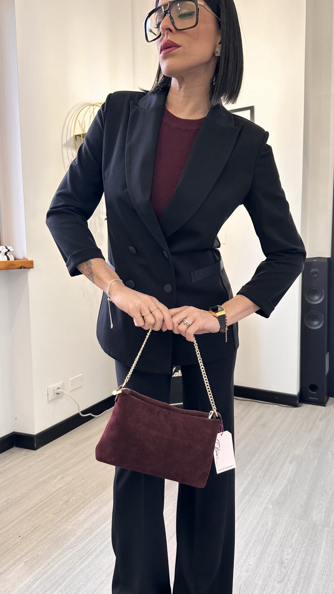COMPLETO IN SIMIL RASO NERO