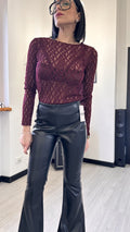 PANTALONE A ZAMPA IN ECOPELLE NERO