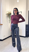 PANTALONE A ZAMPA IN ECOPELLE NERO