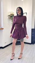 VESTITO PALLLONCINO SPALLINE BORDEAUX