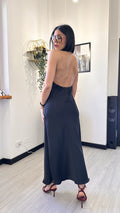VESTITO SIMIL RASO LUNGO NERO