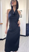 VESTITO SIMIL RASO LUNGO NERO