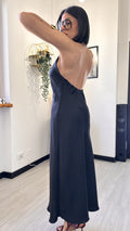 VESTITO SIMIL RASO LUNGO NERO
