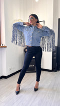 GIACCA IN JEANS CON FRANGE SHINE
