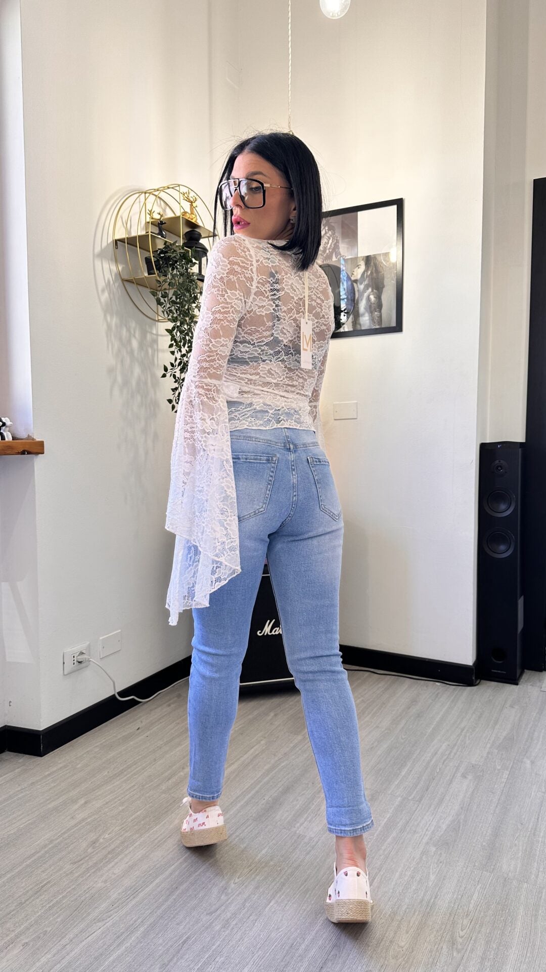 MAGLIA IN PIZZO FARFALLA BIANCA