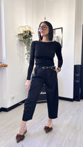 PANTALONE BALLOON CON CINTURA ORO