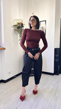 MAGLIETTA GLITTERATA BORDEAUX