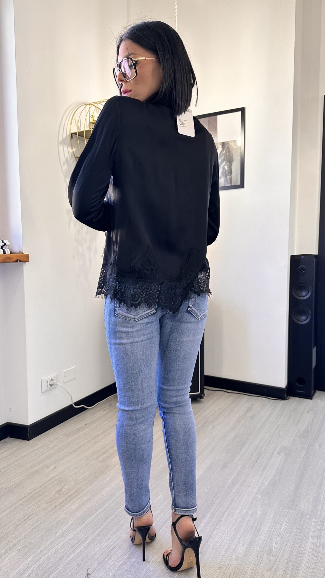 CAMICIA SIMIL RASO CON PIZZO