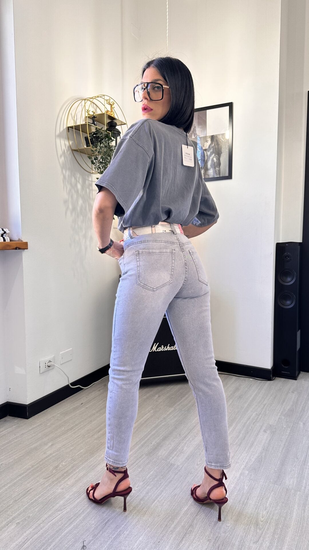 7303 JEANS A SIGARETTA GRIGIO