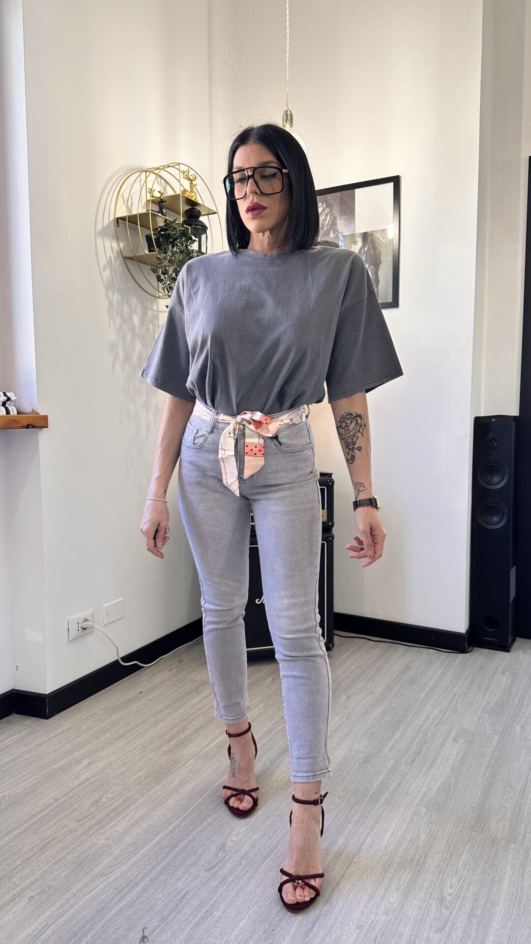 7303 JEANS A SIGARETTA GRIGIO