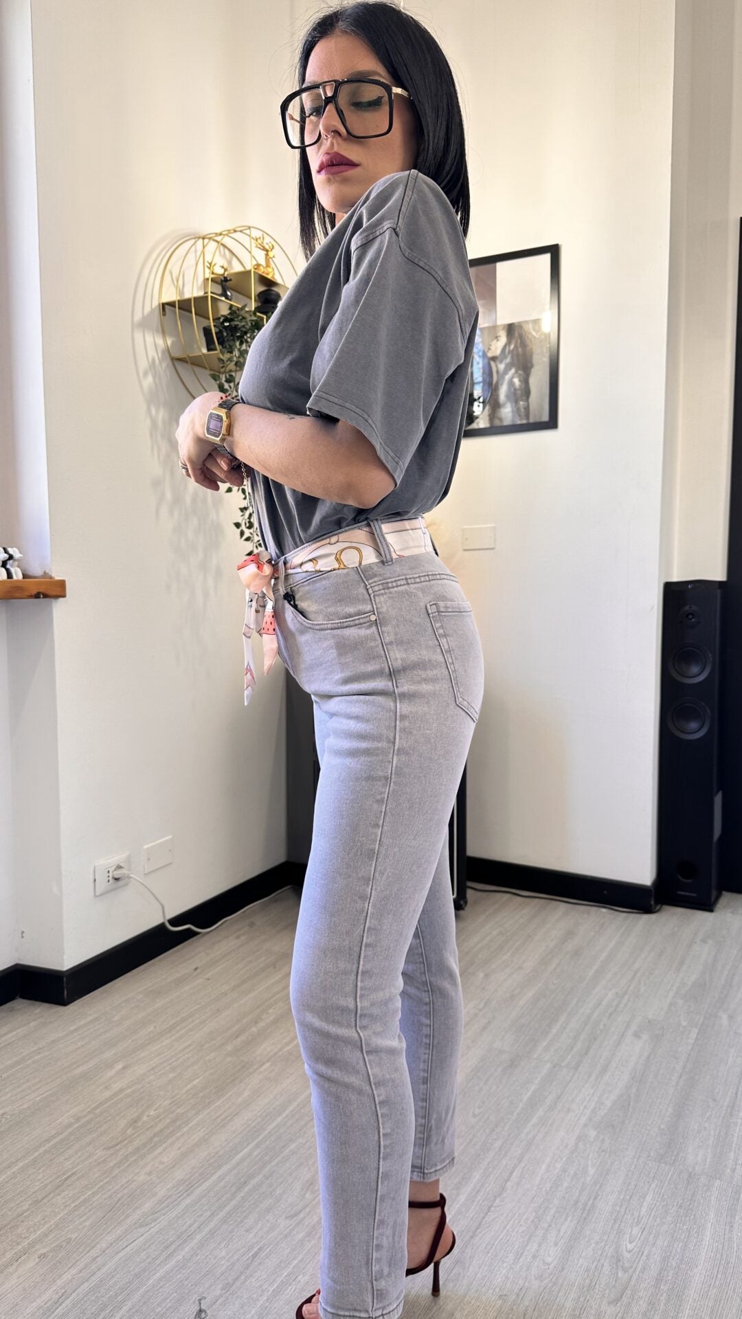 7303 JEANS A SIGARETTA GRIGIO