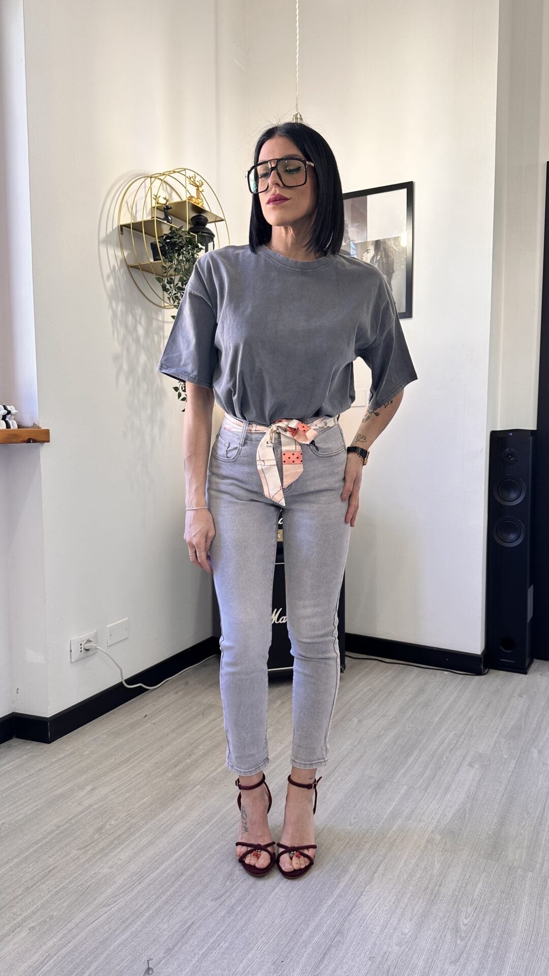 7303 JEANS A SIGARETTA GRIGIO