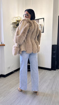 CAPPOTTO ECOPELLE PELLICCIA BEIGE (S/XL)