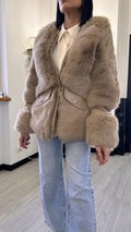 CAPPOTTO ECOPELLE PELLICCIA BEIGE (S/XL)