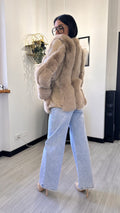 CAPPOTTO ECOPELLE PELLICCIA BEIGE (S/XL)